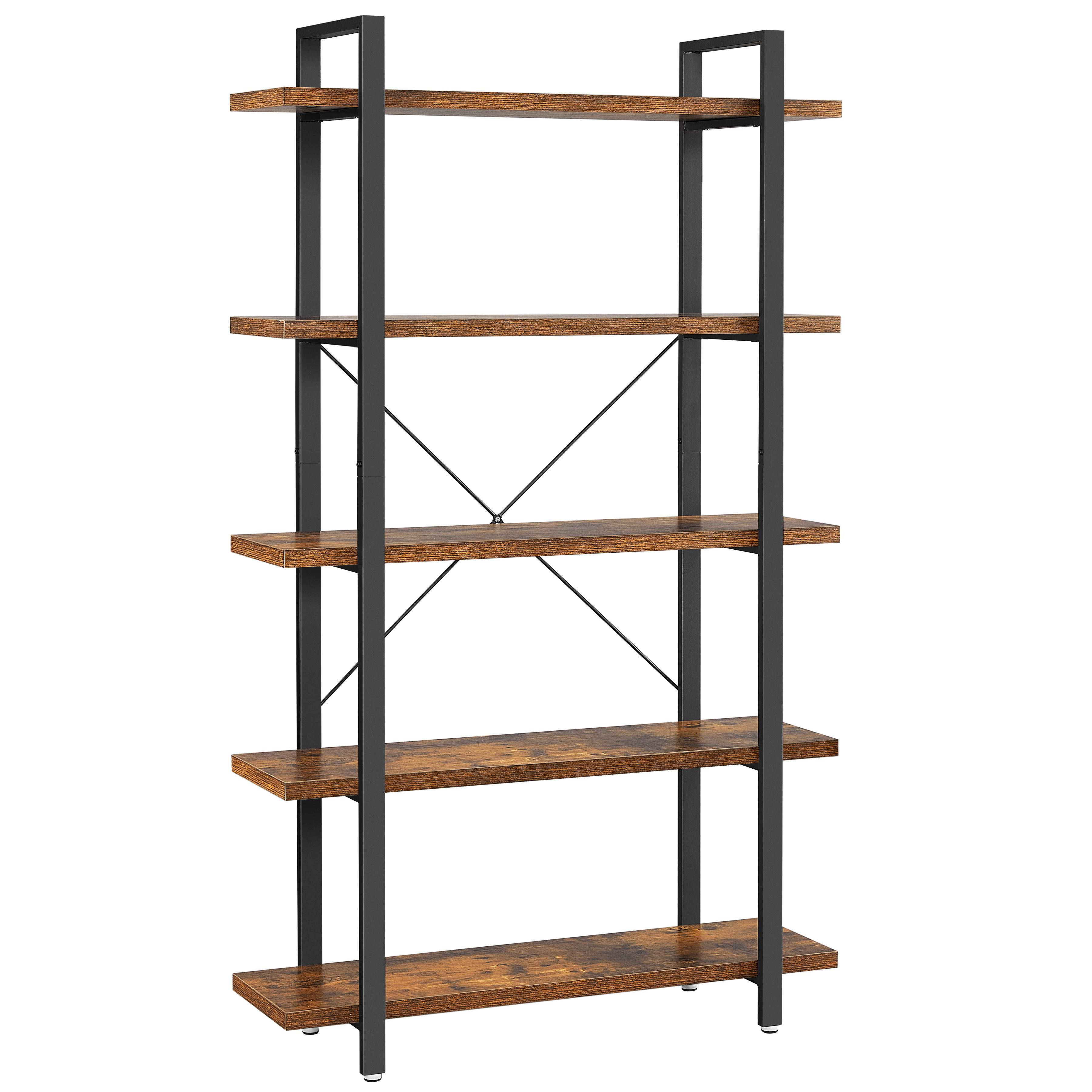 Regál IRON - černá/hnědá, Basics, kov/kompozitní dřevo (105/178/34cm) - Boxxx