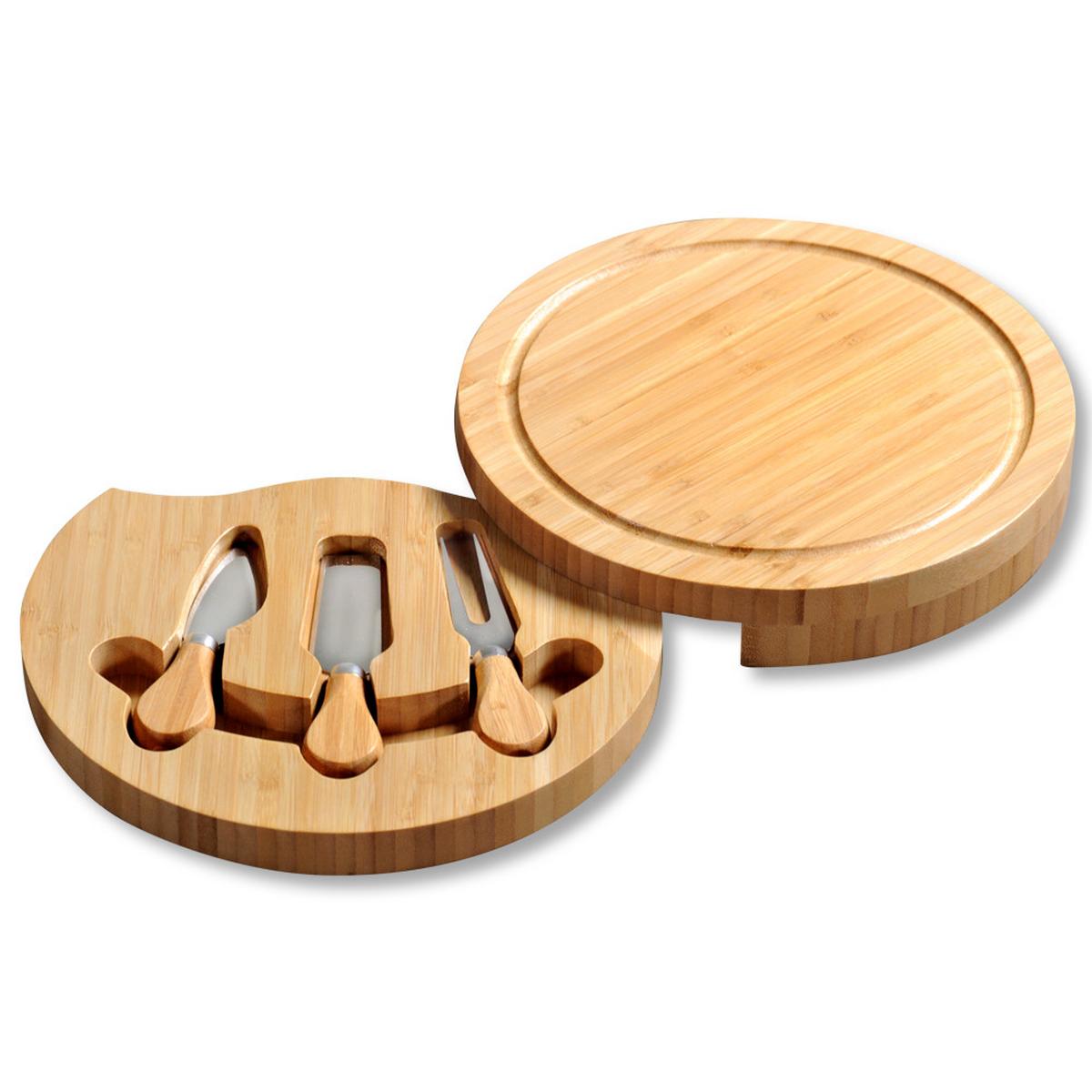 Schneidebrett Holz Mit Besteck L/b: Ca. 23/23 Cm - Naturfarben, Basics, Holz/Metall (23/23/3,6cm) - Kesper