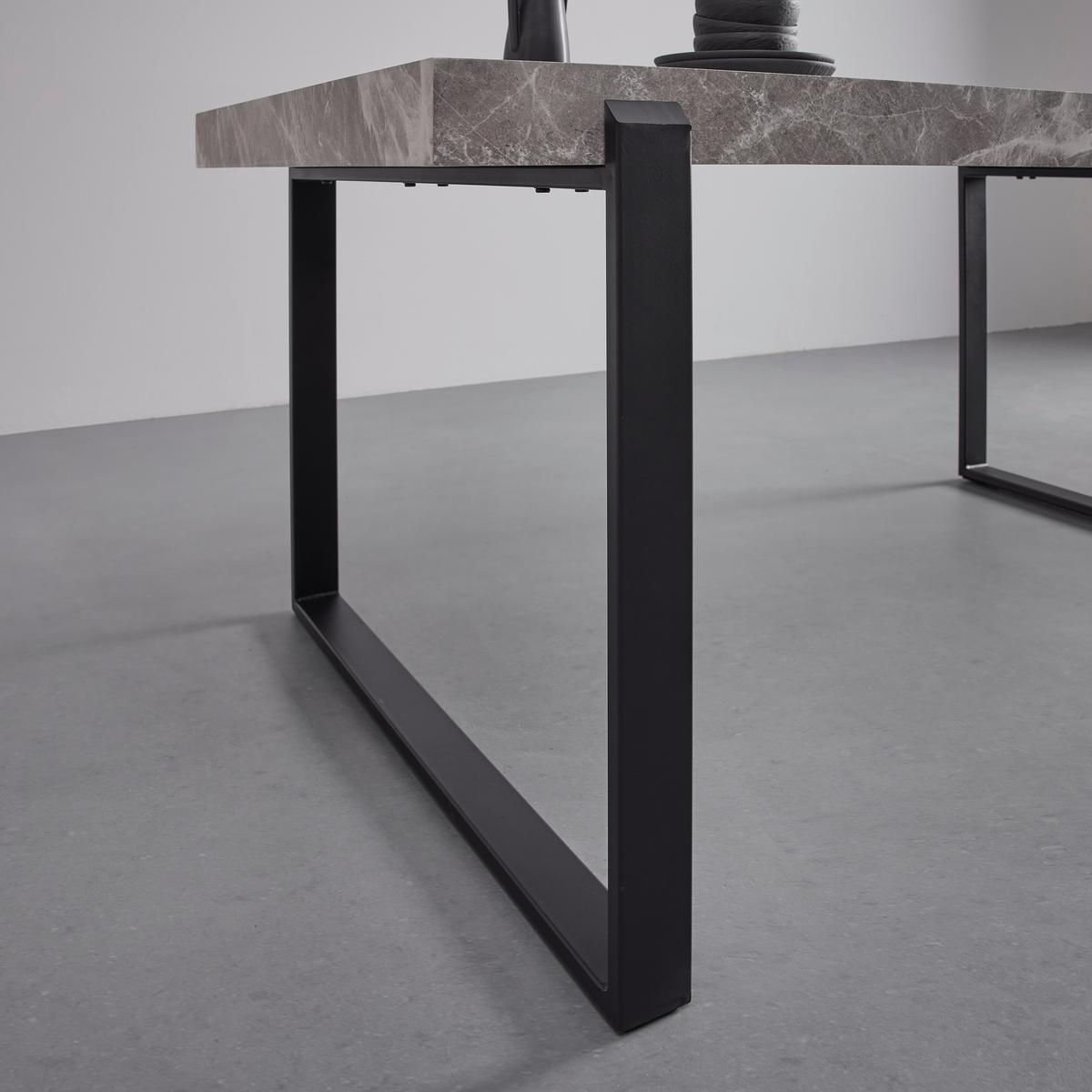 Jídelní stůl Mila 180x90 cm - šedá/černá, Moderní, kov/kompozitní dřevo (180/90/76cm) - Bessagi Home