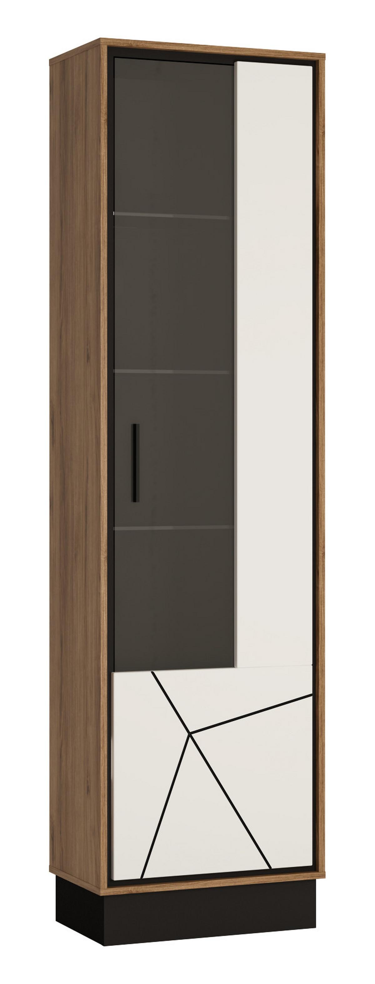 Vitrine Brolo Catania Eiche/perlschwarz B: - Eichefarben/Schwarz, MODERN, Glas/Holzwerkstoff (56,6/208,5/37cm)