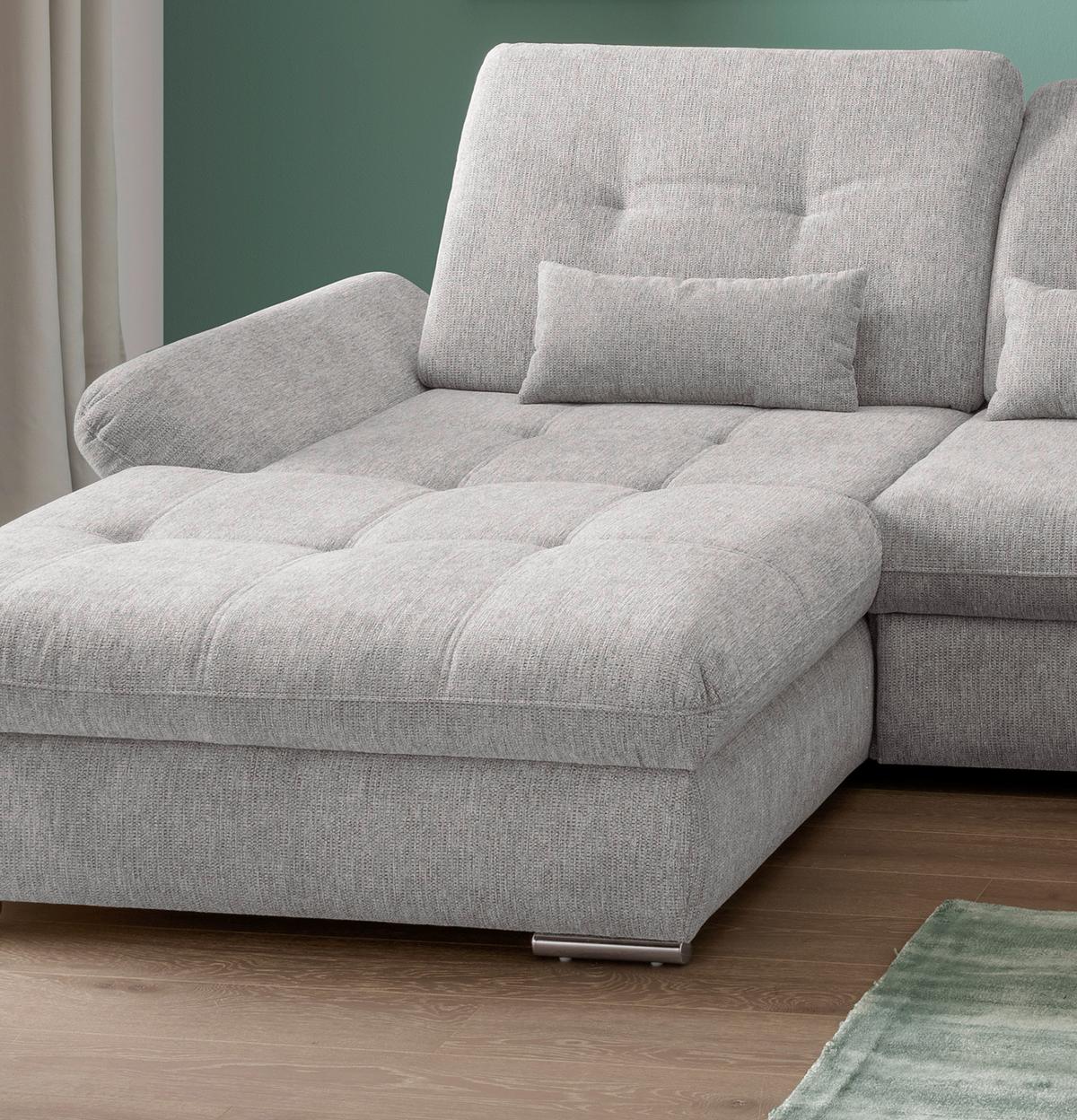 Ecksofa Dalida Grau S: 196x300 cm - Chromfarben/Grau, Design, Textil (196/300cm) - Livetastic