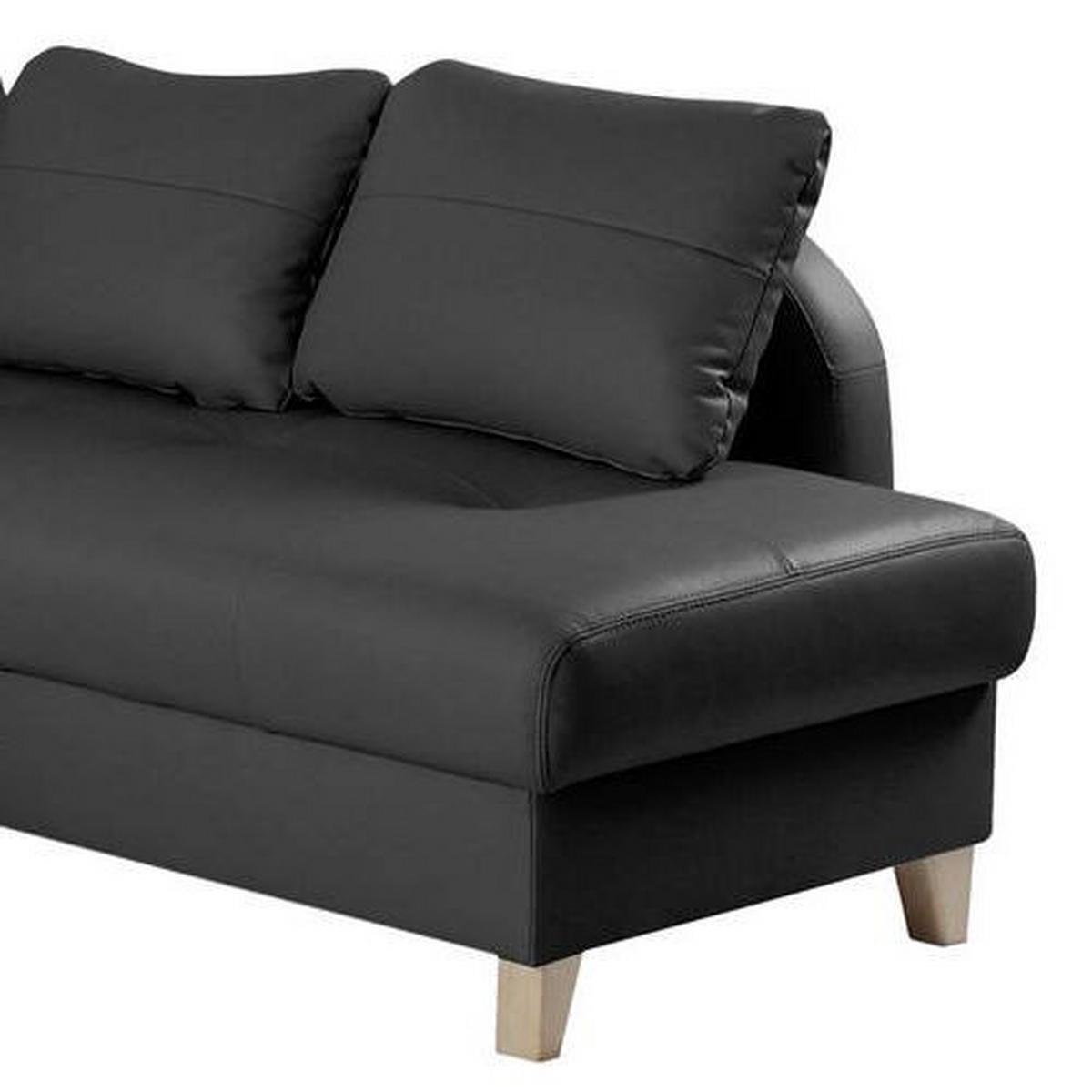 Ecksofa Compact Schwarz B: 227x168 Cm - Buchefarben/Schwarz, Design, Leder/Textil (227/168cm) - Livetastic