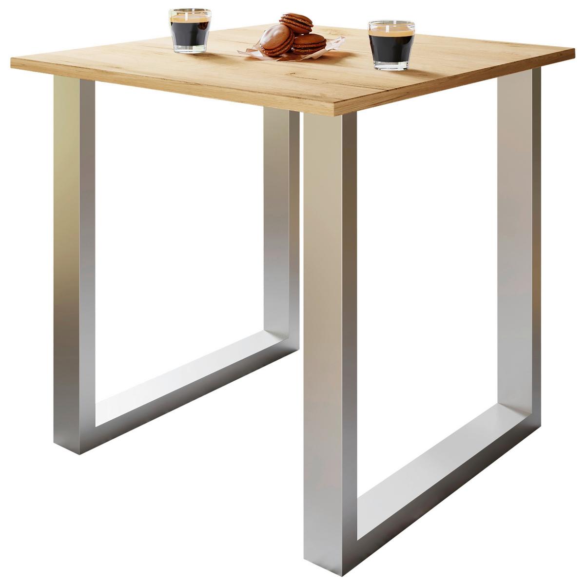 Esstisch Lona Eiche Dekor B: 80 Cm - Honigeiche/Silberfarben, Design, Holzwerkstoff/Metall (80/80/76cm) - MID.YOU