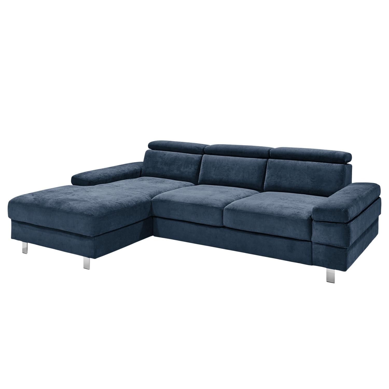 Ecksofa Elvis Dunkelblau S: 182x259 Cm - Silberfarben/Dunkelblau, KONVENTIONELL, Textil (182/259cm) - Trendmanufaktur