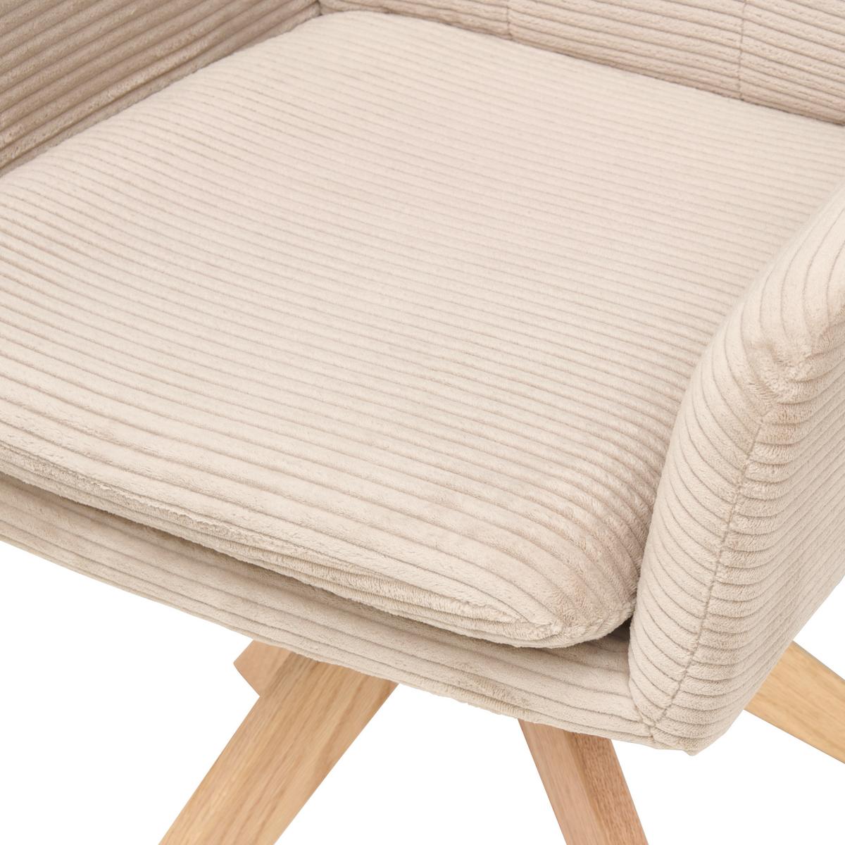 Armlehnstuhl Matti Taupe, Sitzfläche 360° drehbar - Taupe/Naturfarben, KONVENTIONELL, Holz/Textil (60/93/65,5cm) - Livetastic