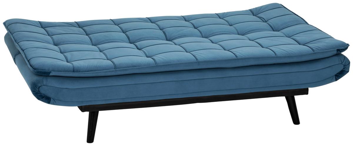 3-Sitzer-Sofa Mit Schlaffunktion Tuvalu B: 195cm - Blau/Schwarz, Design, Holz/Textil (195/96/96cm) - MID.YOU