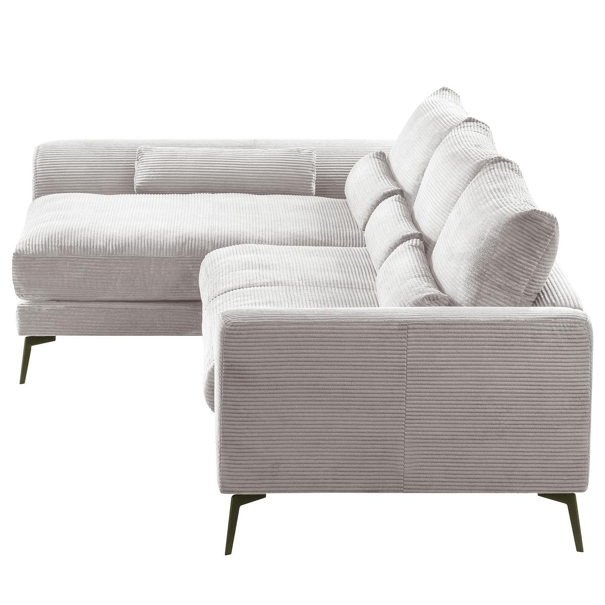 Ecksofa Berlin Cord Hellgrau 172x313 cm - Hellgrau/Schwarz, Design, Textil (172/313cm) - P & B