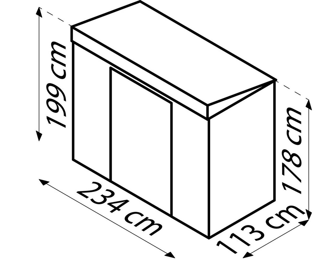 Gerätehaus Ohne Boden 124x242x199 Cm - Silberfarben, Basics, Metall (124/199/242cm)