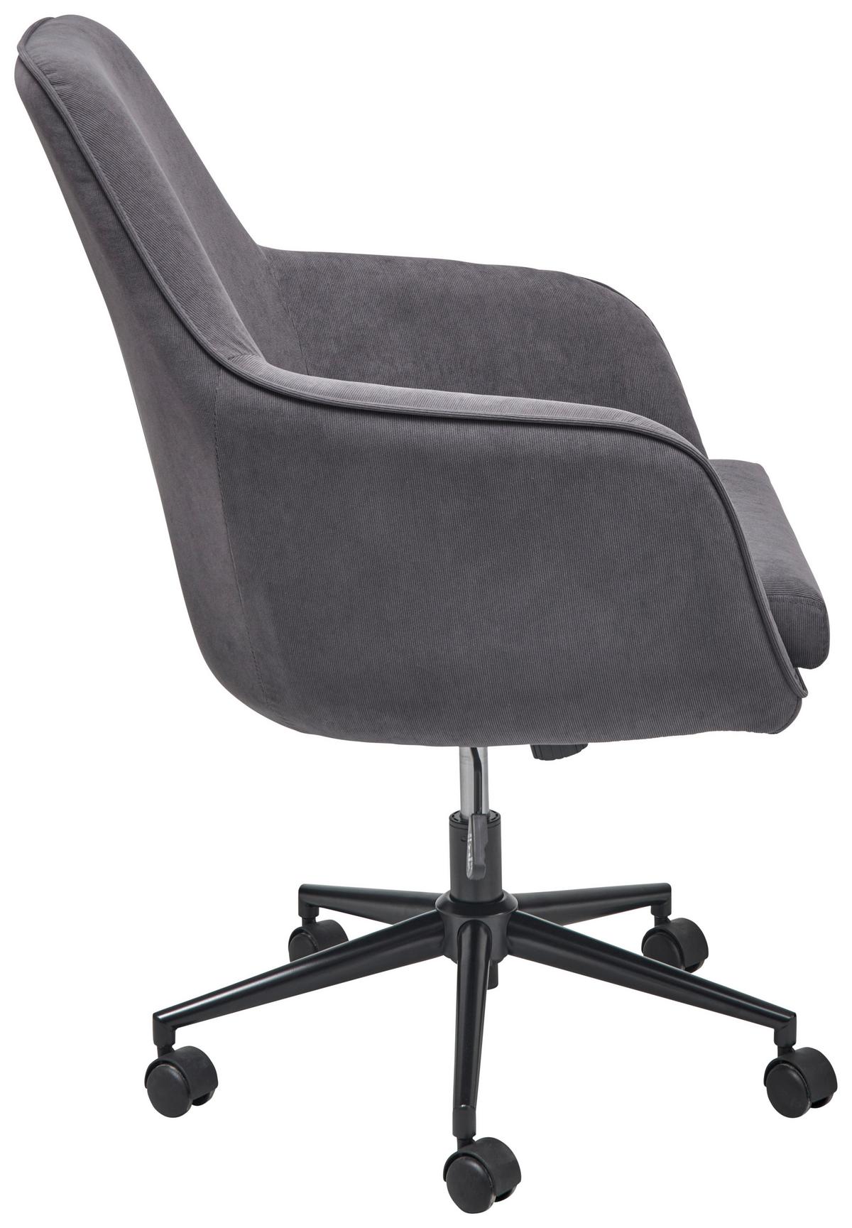Drehstuhl Columbus - Dunkelgrau/Schwarz, LIFESTYLE, Kunststoff/Textil (63/93-98/71cm) - Livetastic