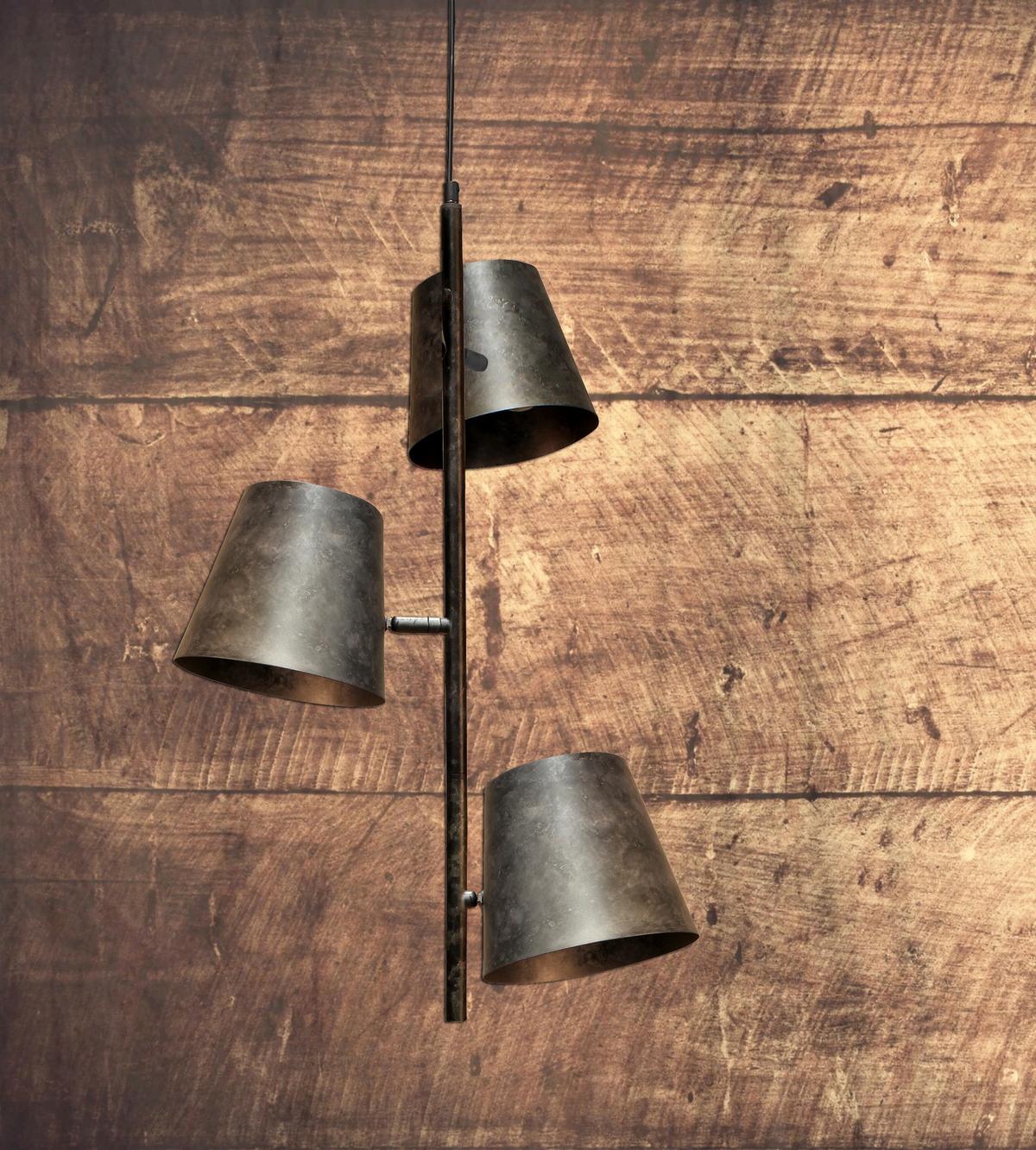 Hängeleuchte Colt H: 150 Cm 3-Flammig, Bewegliche Schirme - Grau, Design, Metall (49/150cm)