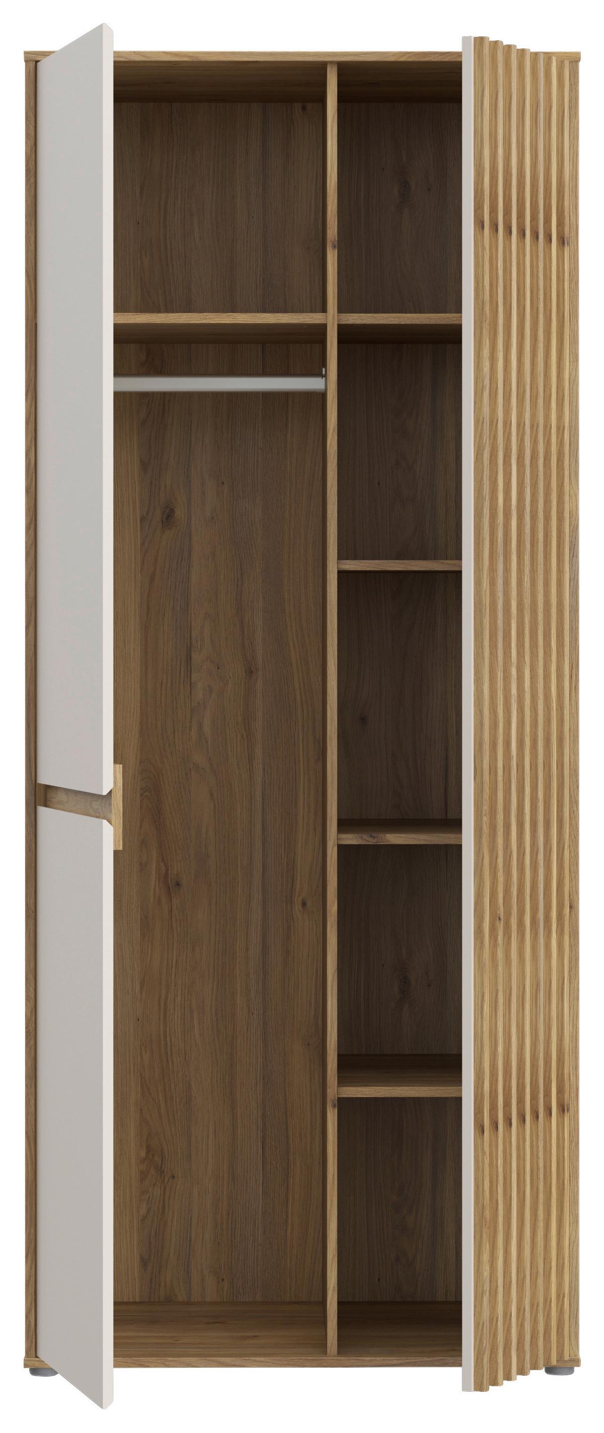 Comodă Înaltă Eliston - tölgyfa színű/homokszínű, Natur, műanyag/faalapú anyag (84/200,1/54cm) - Modern Living