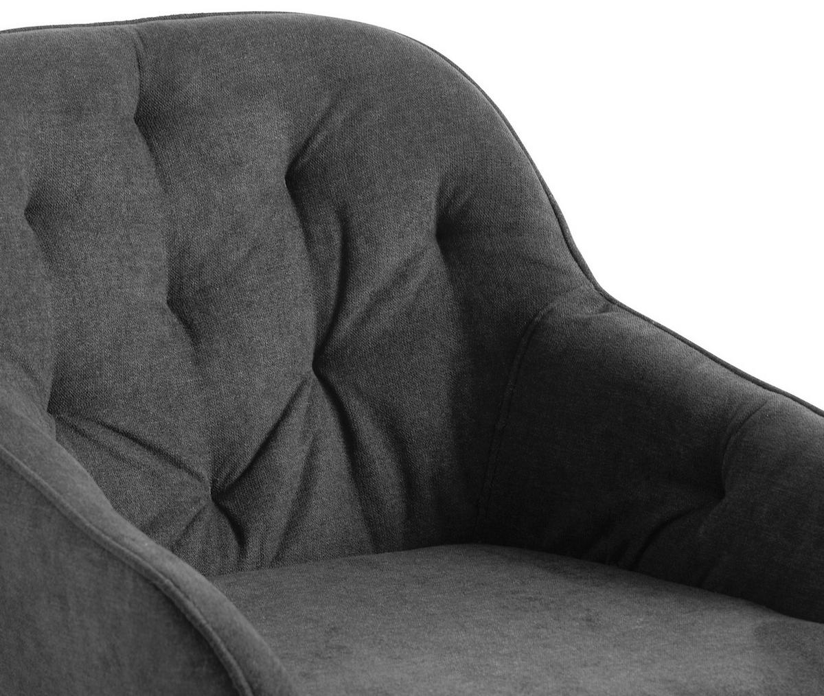Armlehnstuhl Ancona Webstoff Grau B: 55cm - Schwarz/Grau, ROMANTIK / LANDHAUS, Textil/Metall (55/80/61cm) - Livetastic