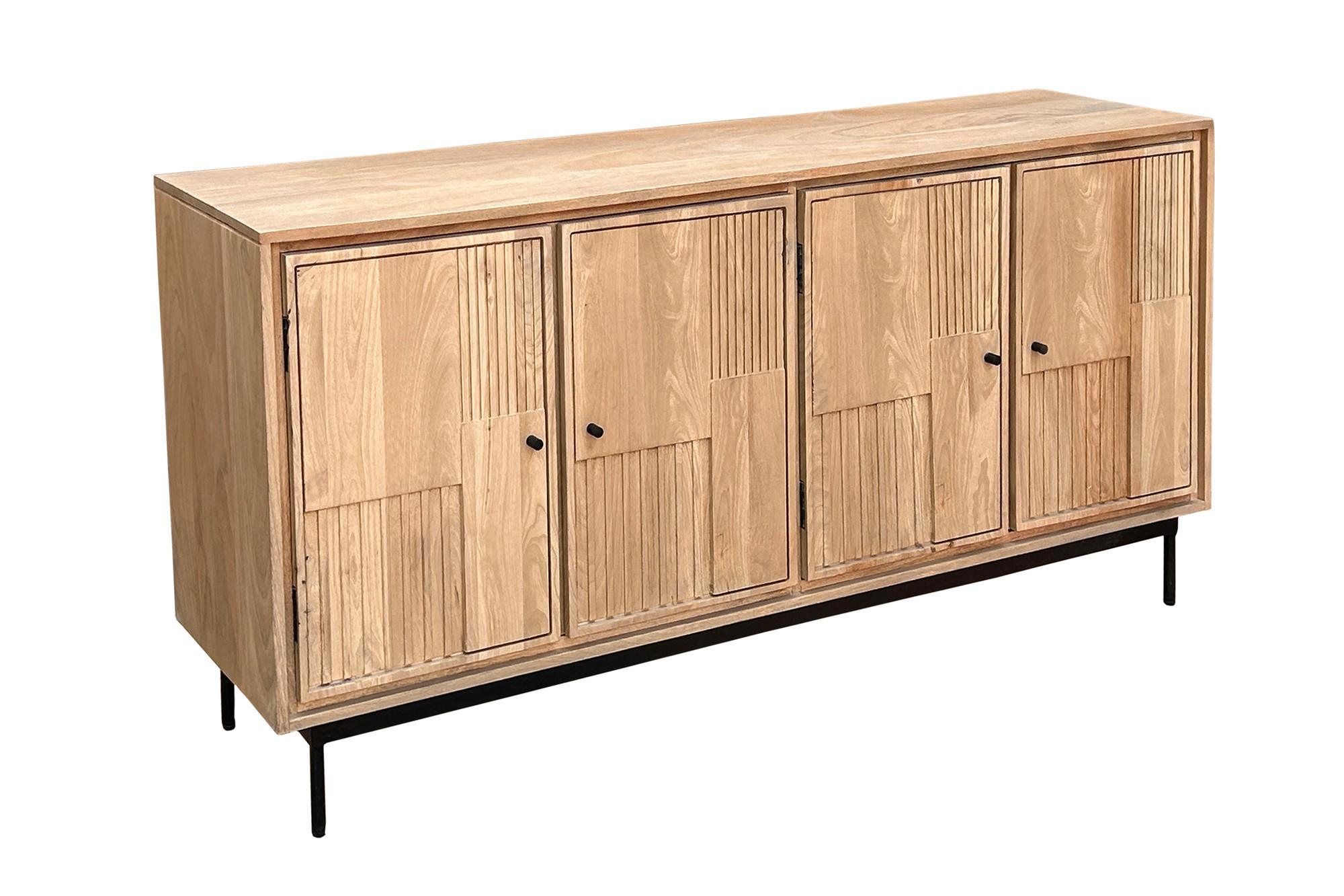 SIDEBOARD Schwarz/Naturfarben B: 160cm - Schwarz/Naturfarben, Design, Holz/Metall (160/80/40cm) - MID.YOU