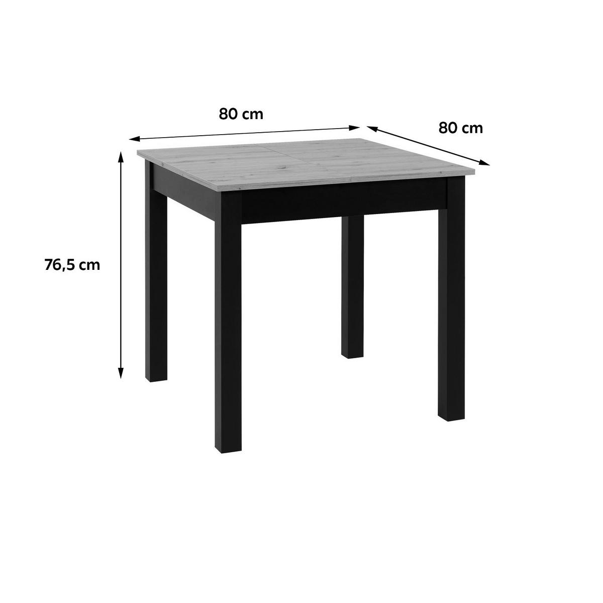 Esstisch Ausziehbar Coburg 80-120x80x76,5 Cm Eiche Dekor - Schwarz/Eiche Artisan, Basics, Holzwerkstoff (80/80/76,5cm) - MID.YOU