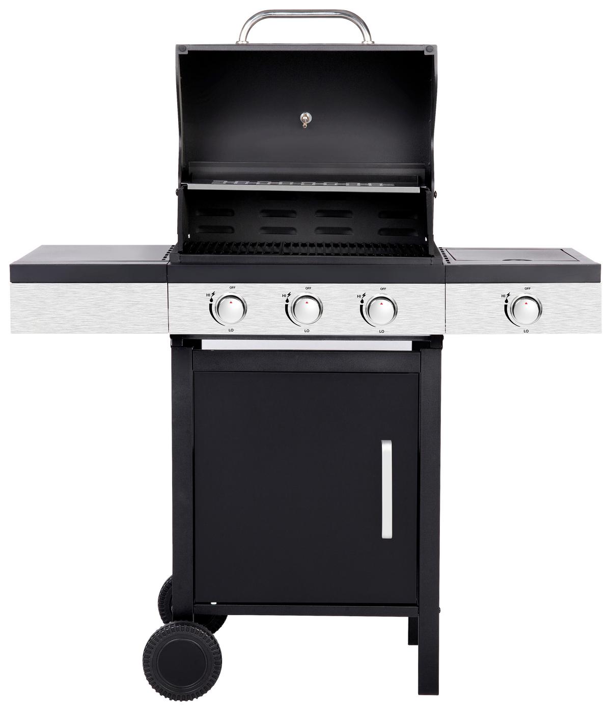 Gasgrill Micha 1 Sideburner, mit Rädern - Silberfarben/Schwarz, Trend, Kunststoff/Metall (110/53/110cm) - Homezone