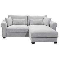 Ecksofa mit Schlaffunktion Angelina Grau Kord - Schwarz/Grau, Basics, Textil (255/92/185cm) - MID.YOU