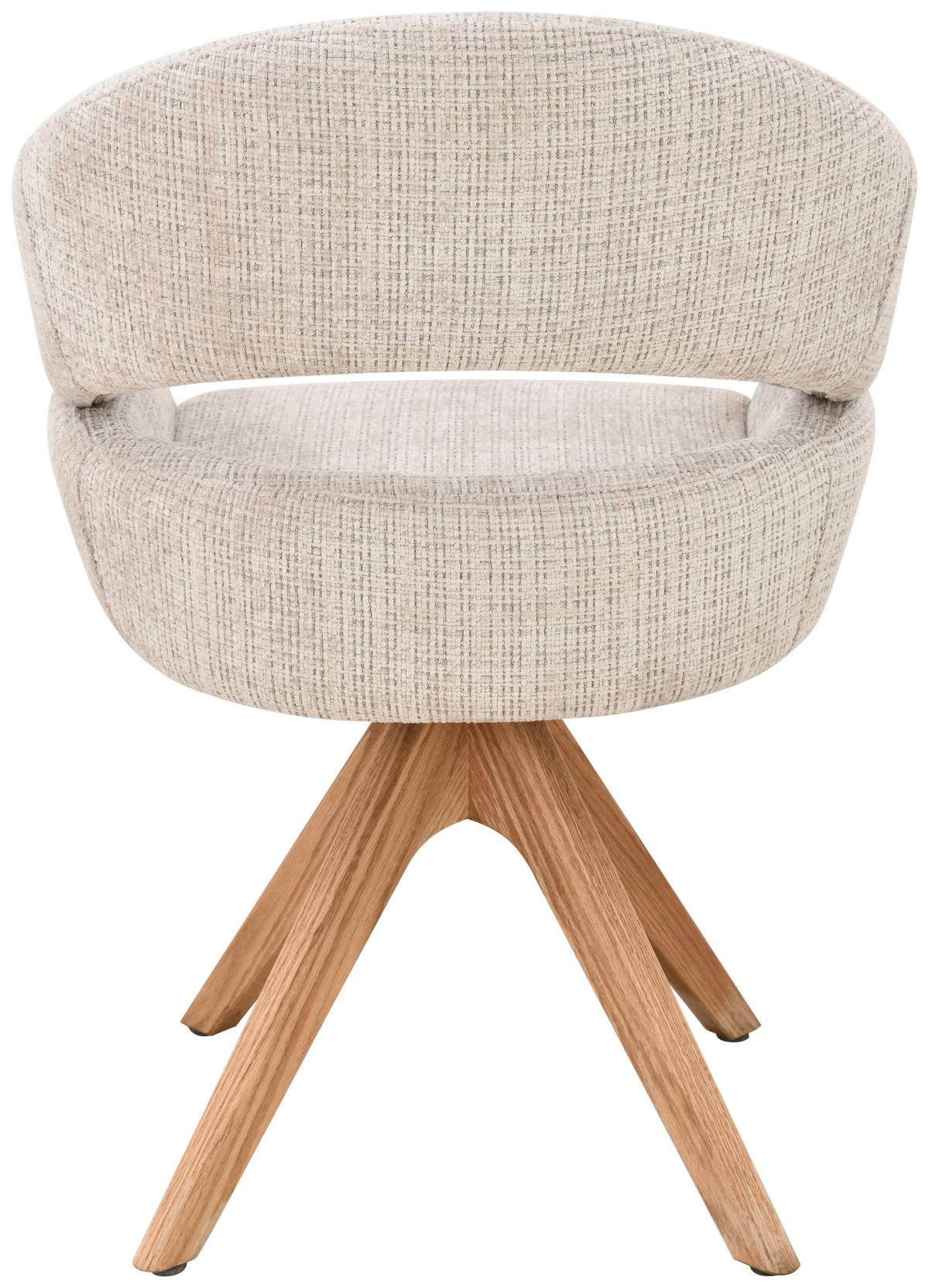 Armlehnstuhl Cleo Beige/Eichefarben B: 58 cm - Eichefarben/Beige, MODERN, Holz/Textil (58/85/62cm) - Livetastic