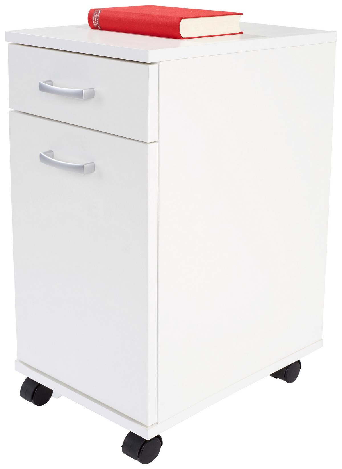Görgős Konténer Rimini - fehér, Modern, faalapú anyag (33/59,5/38cm)