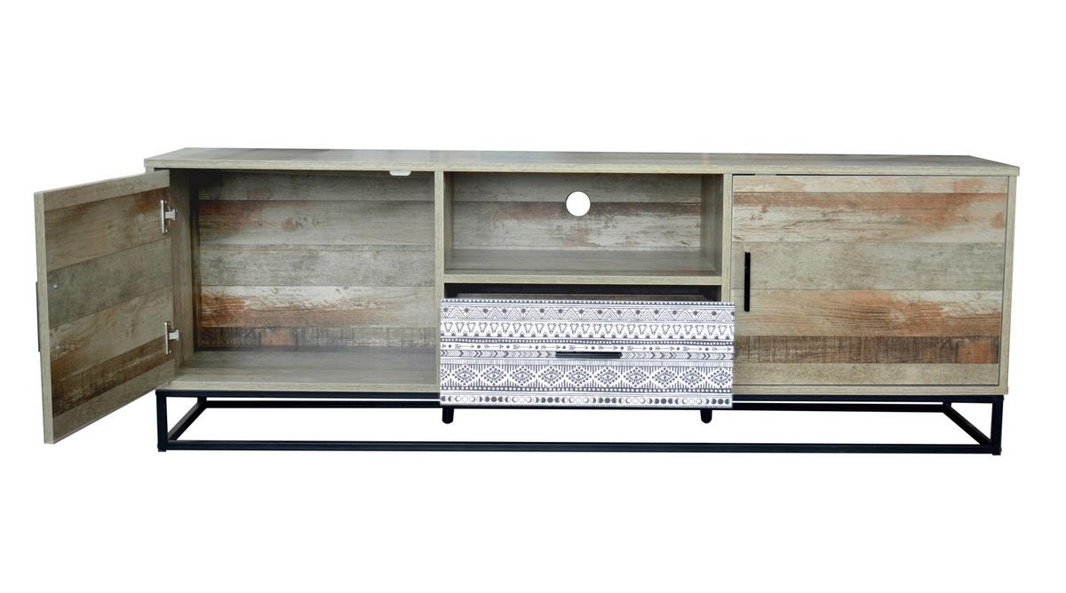 Lowboard Graubraun, Naturfarben B: 160cm - Graubraun/Schwarz, Design, Holzwerkstoff (160/55/38cm) - Livetastic