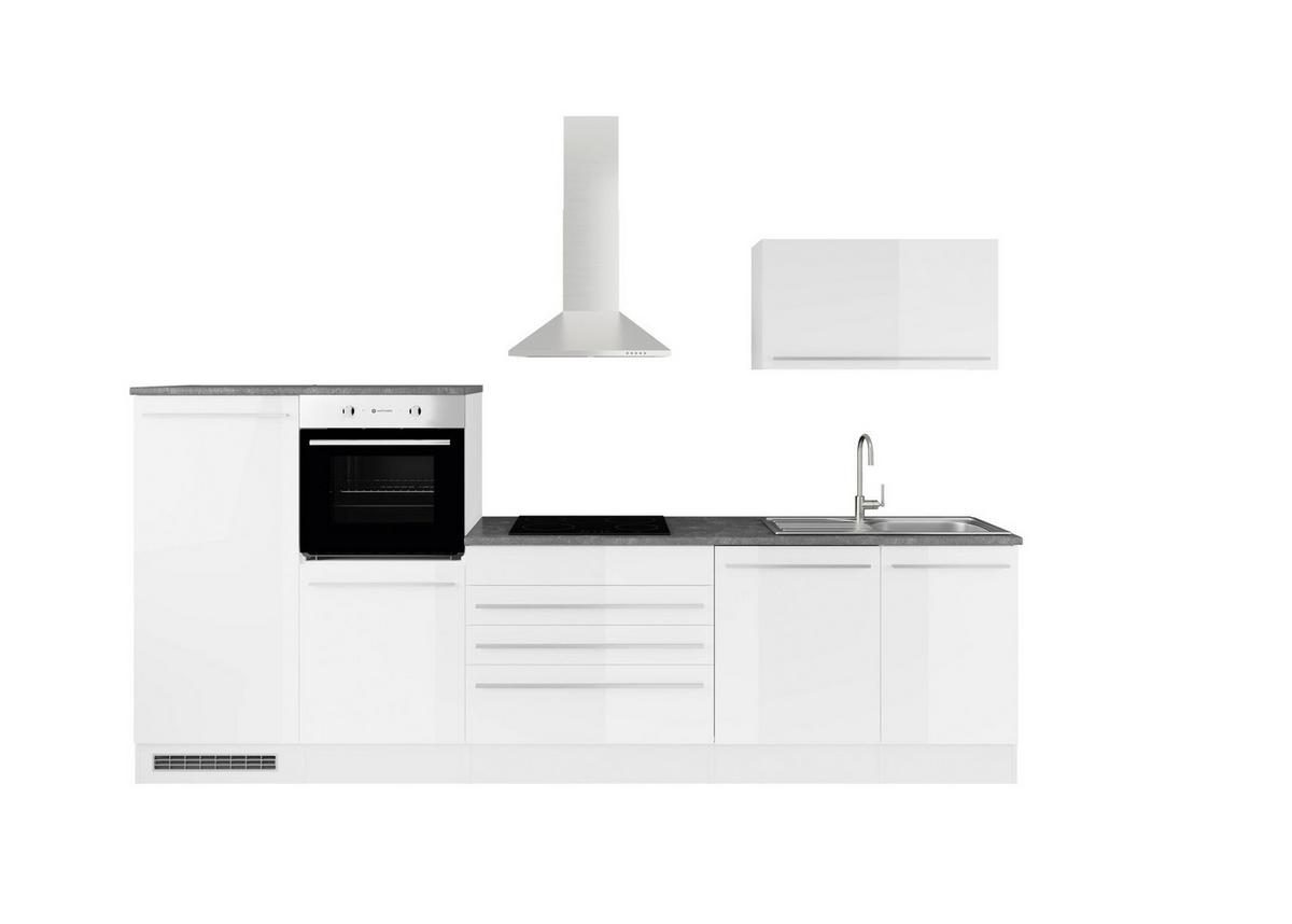 Küchenzeile Welcome Jazz ohne Geräte 200 cm Weiß Hochglanz - Weiß Hochglanz/Anthrazit, KONVENTIONELL, Holzwerkstoff (320cm) - P & B