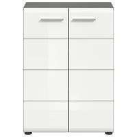 Kommode Salsa Rauchsilber/Weiß B: 60 cm - Weiß Hochglanz, Design, Holzwerkstoff (60/85/37cm) - MID.YOU