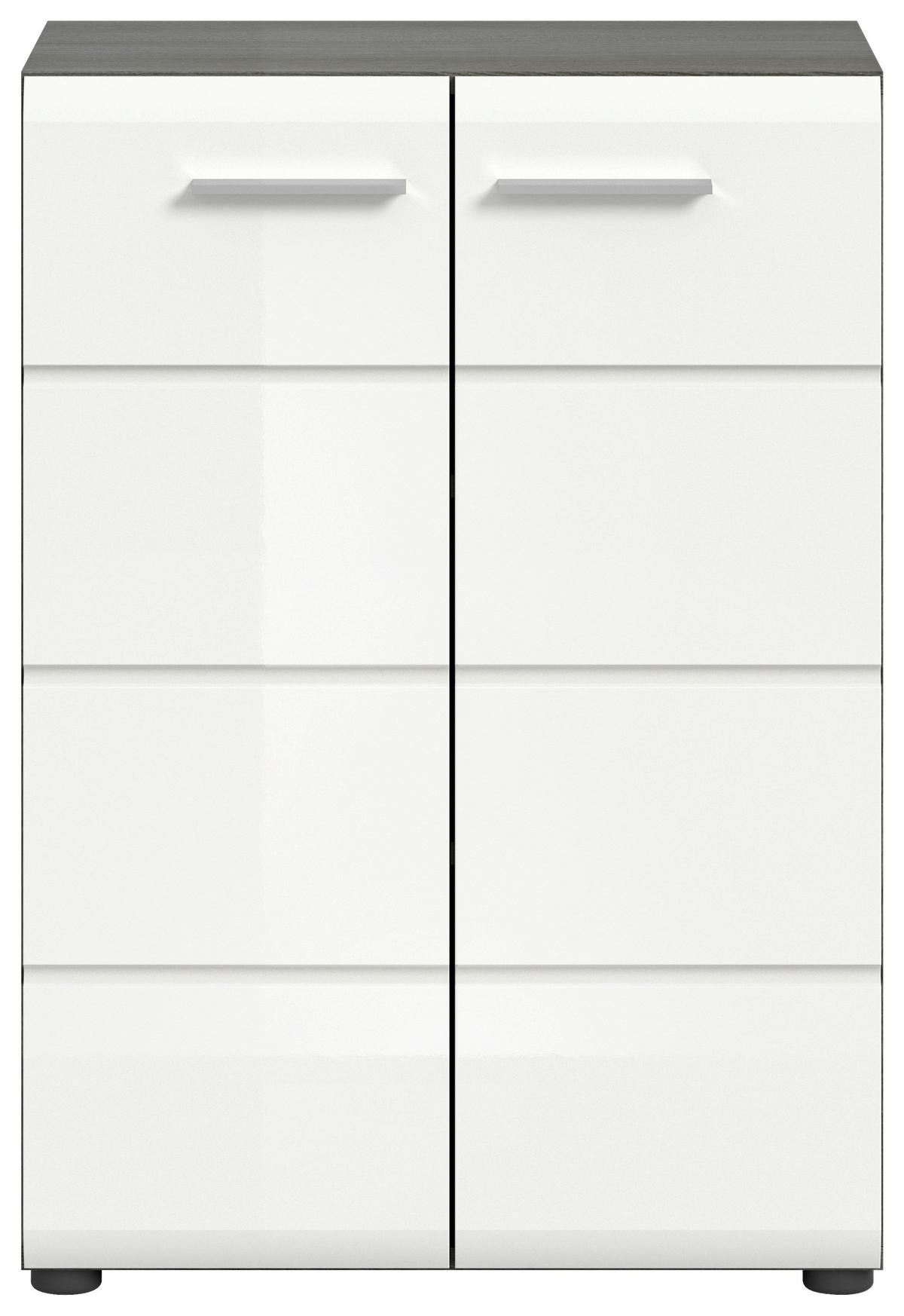 Kommode Salsa Rauchsilber/Weiß B: 60 cm - Weiß Hochglanz, Design, Holzwerkstoff (60/85/37cm) - MID.YOU