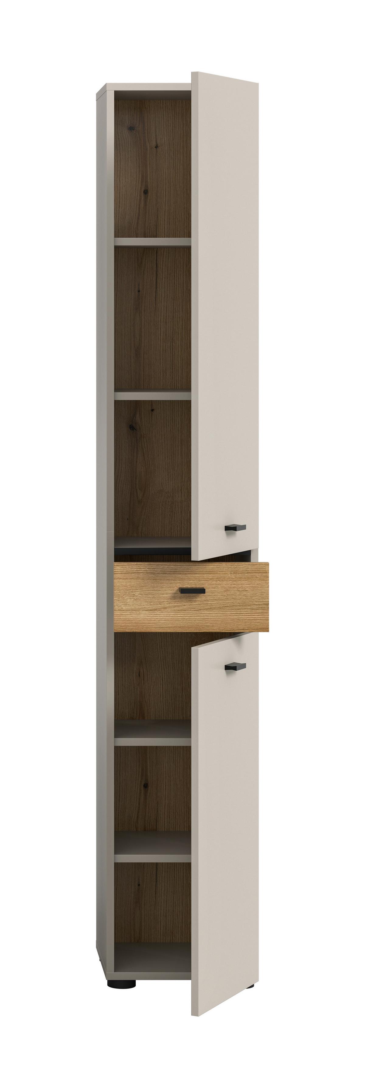 Hochschrank Aqua Kaschmir/Eichefarben B: 32cm - Kaschmir/Eichefarben, Trend, Holzwerkstoff (32/191/30cm) - MID.YOU