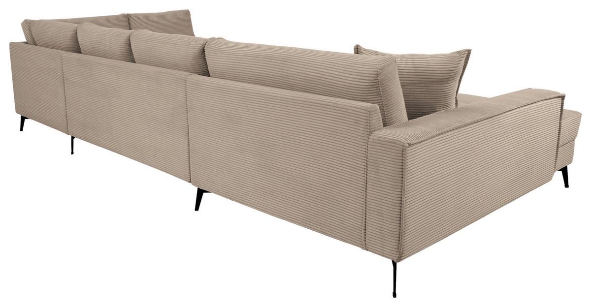 Wohnlandschaft Zero Hellbraun U-Form 195x362x173cm - Hellbraun/Schwarz, Trend, Textil (173/362/195cm)