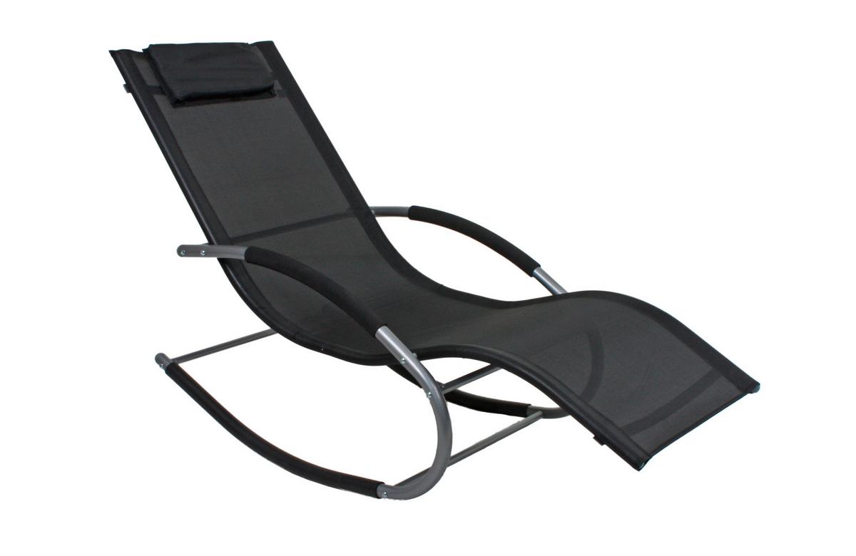 Schaukelliege Naxos Kunststoff/Metall inkl. Kissen - Silberfarben/Schwarz, Basics, Kunststoff/Metall (160/62/89cm) - Gardenson