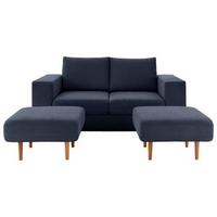 Viersitzer-Sofa Looks V-1 - Eichefarben/Dunkelblau, Design, Textil (252/96/107cm) - LOOKS by W.Joop