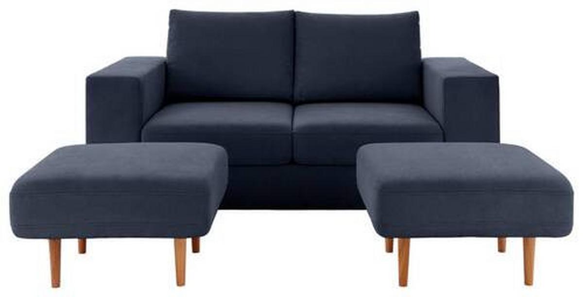 Viersitzer-Sofa Looks V-1 - Eichefarben/Dunkelblau, Design, Textil (252/96/107cm) - LOOKS by W.Joop