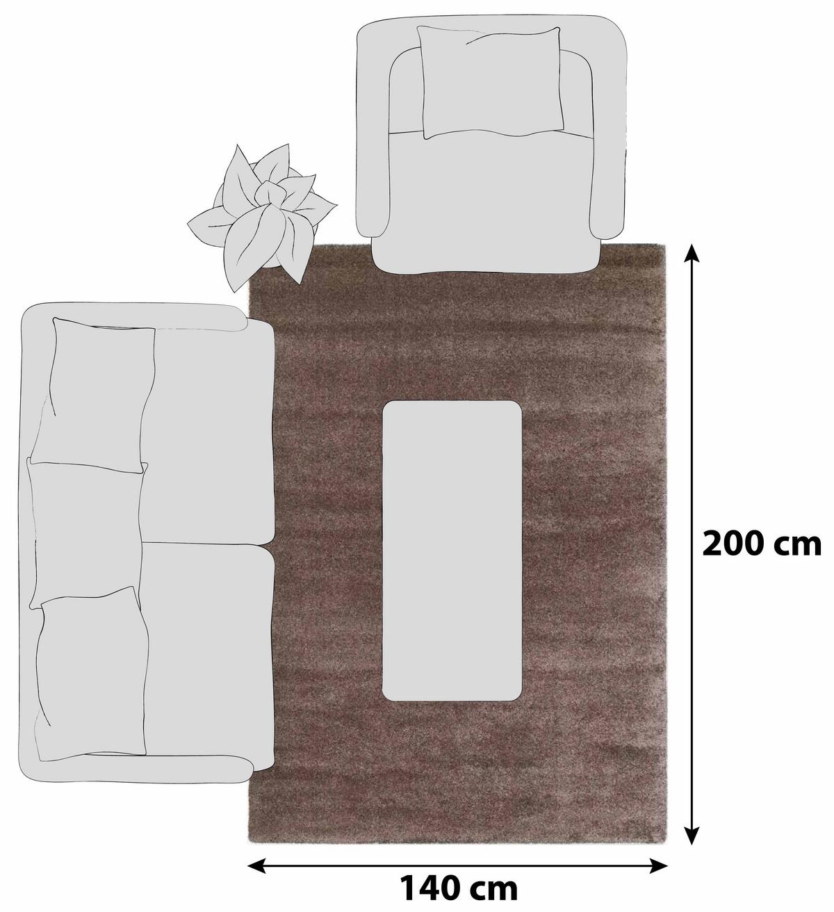 Hochflorteppich Bellevue Braun 140x200 cm - Braun, Basics, Textil (140/200cm) - Novel
