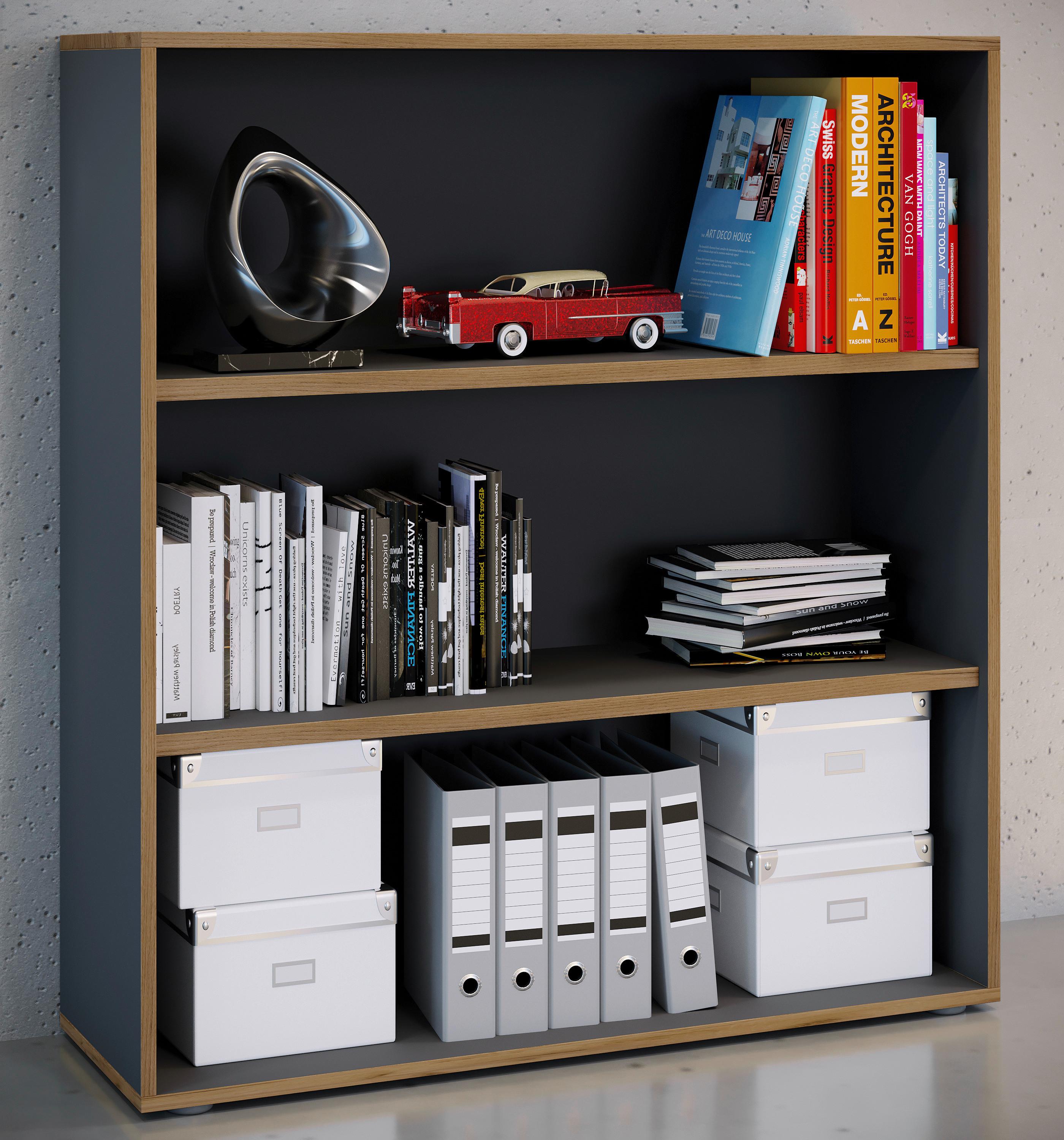 Regal Salia Anthrazit, Eiche B: 100 cm - Honigeiche/Anthrazit, Design, Holzwerkstoff (100/110/33cm) - MID.YOU