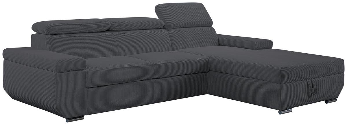Sofa Lars Dunkelgrau, Lf: 146x240 Cm - Chromfarben/Anthrazit, Design, Textil (268/189cm) - Livetastic