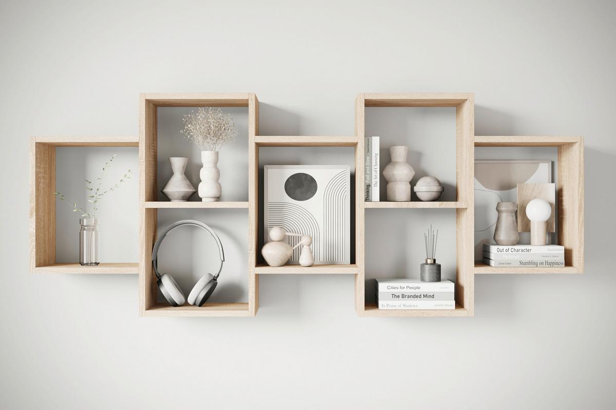 Wandregal Trio Sonoma Eiche Dekor B: 160,8cm - Sonoma Eiche, Basics, Holzwerkstoff (160,8/65/18cm)