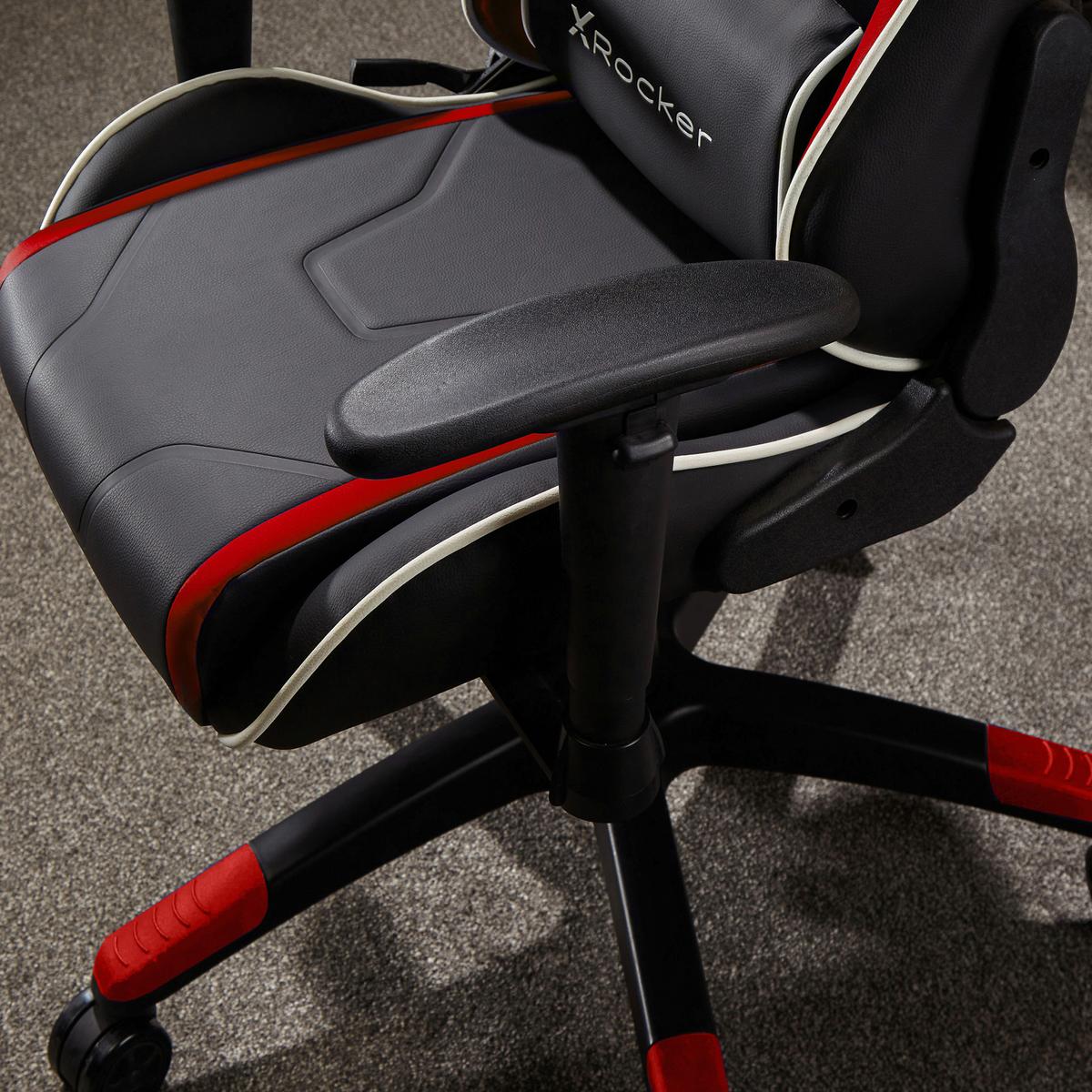 Gaming Stuhl Egility Compact Lederlook, Rot/Schwarz/Weiß - Rot/Schwarz, MODERN, Kunststoff/Textil (55/113/62,5cm) - X Rocker