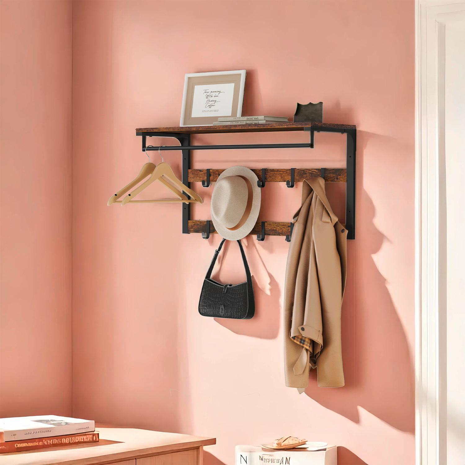 Garderobenpaneel Braun, Schwarz B: 80 cm - Schwarz/Braun, Trend, Holzwerkstoff/Metall (80/30/42cm) - MID.YOU