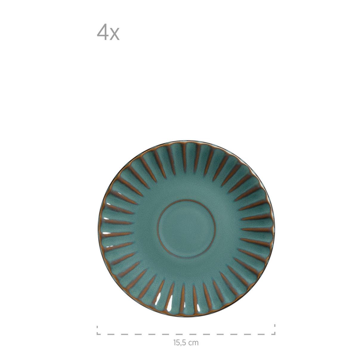 Frühstücksservice Confino Braun Petrol 12-Teilig - Petrol/Braun, Basics, Keramik - Mäser