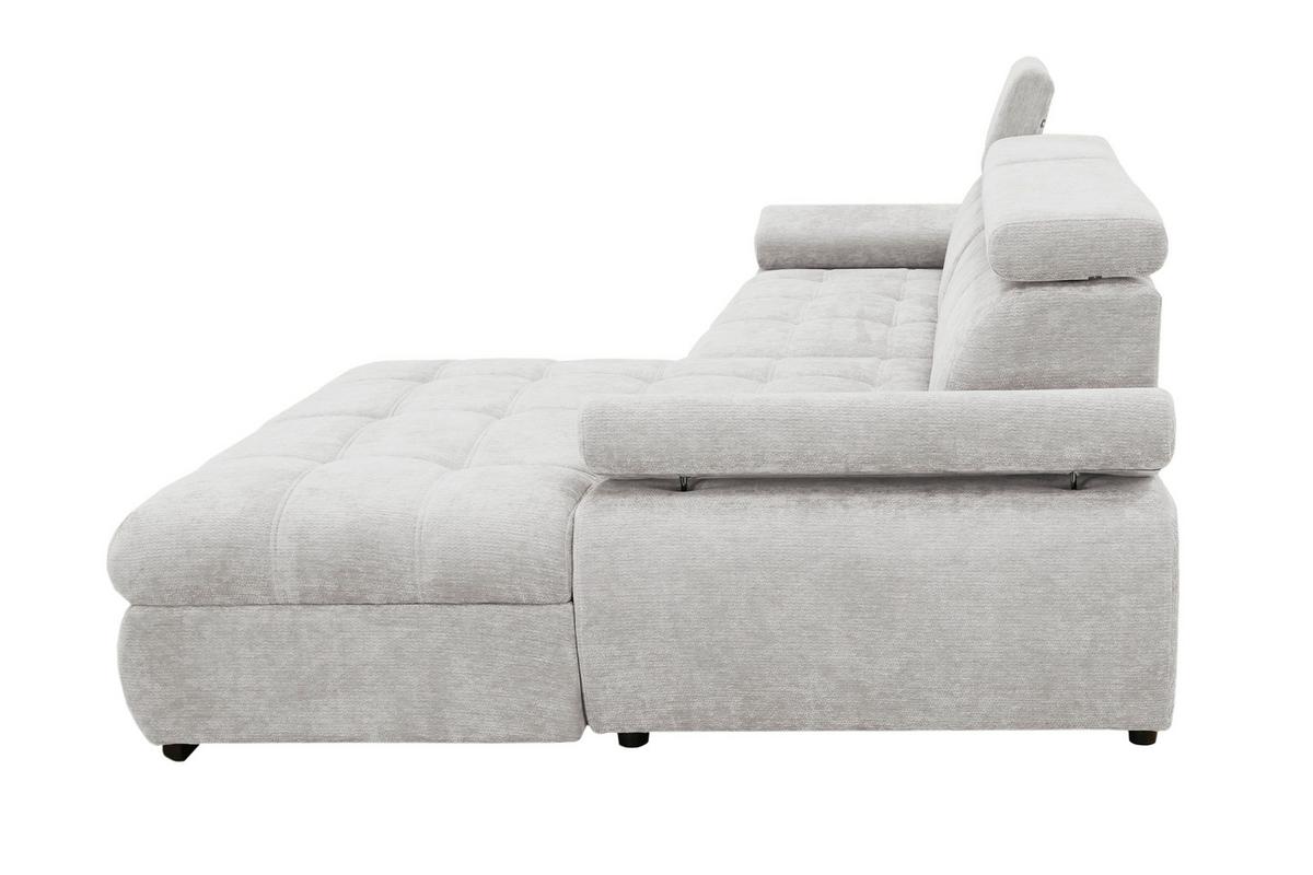 Rohová sedačka VEGAS, pravá, světle šedá žinylka - černá/světle šedá, Design, dřevo/textil (294/173cm)