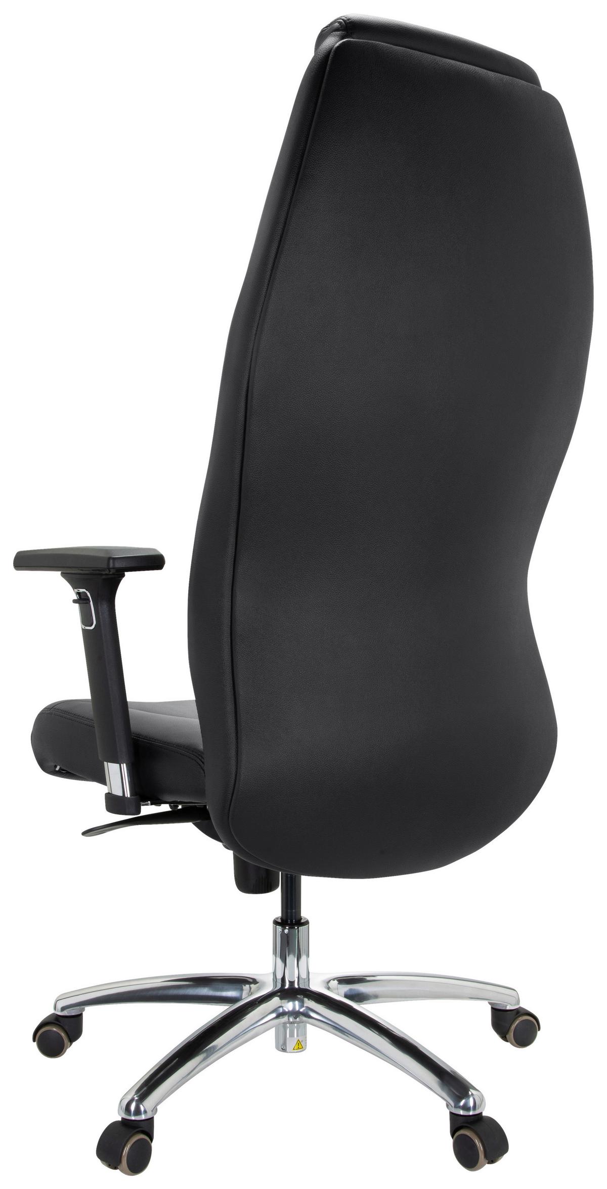 Chefsessel Ferrara Schwarz Bis 220 Kg - Silberfarben/Schwarz, Basics, Leder/Kunststoff (70/126/70cm) - MID.YOU