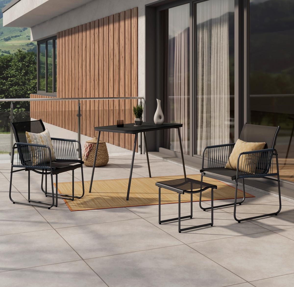 Balkonset Cardiff - Dunkelgrau/Grau, MODERN, Glas/Kunststoff - Beldano