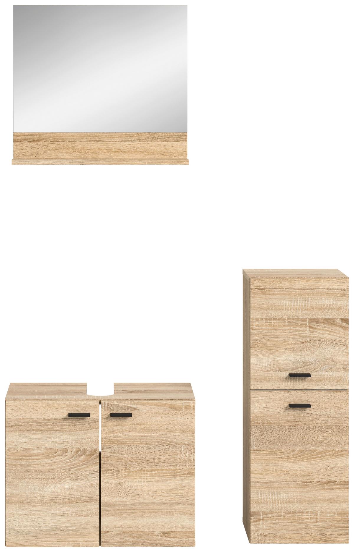 Badezimmer Boston Sonoma Eiche Dekor - Schwarz/Sonoma Eiche, MODERN, Glas/Holzwerkstoff (87cm) - MID.YOU
