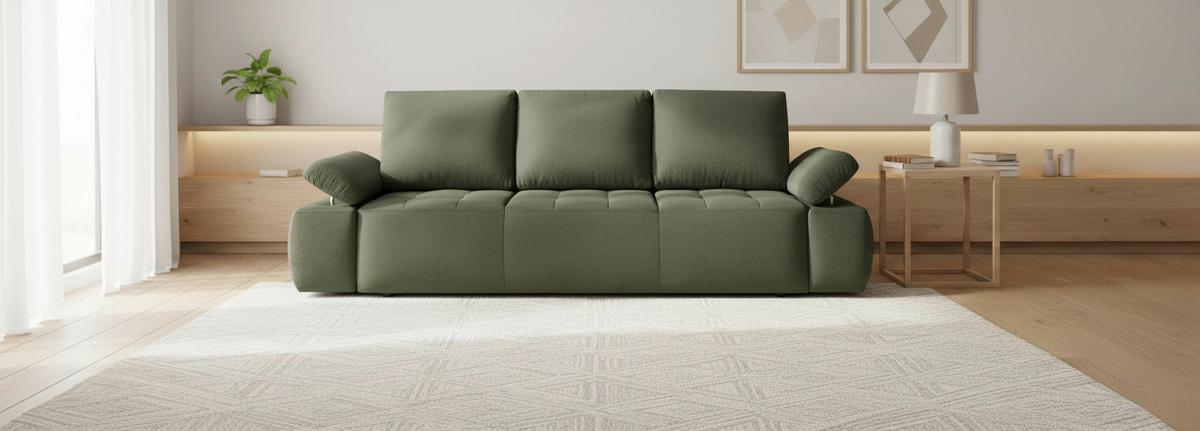 Schlafsofa Madox Grün B: 255 cm - Schwarz/Grün, Design, Textil (255/89/109cm) - MID.YOU