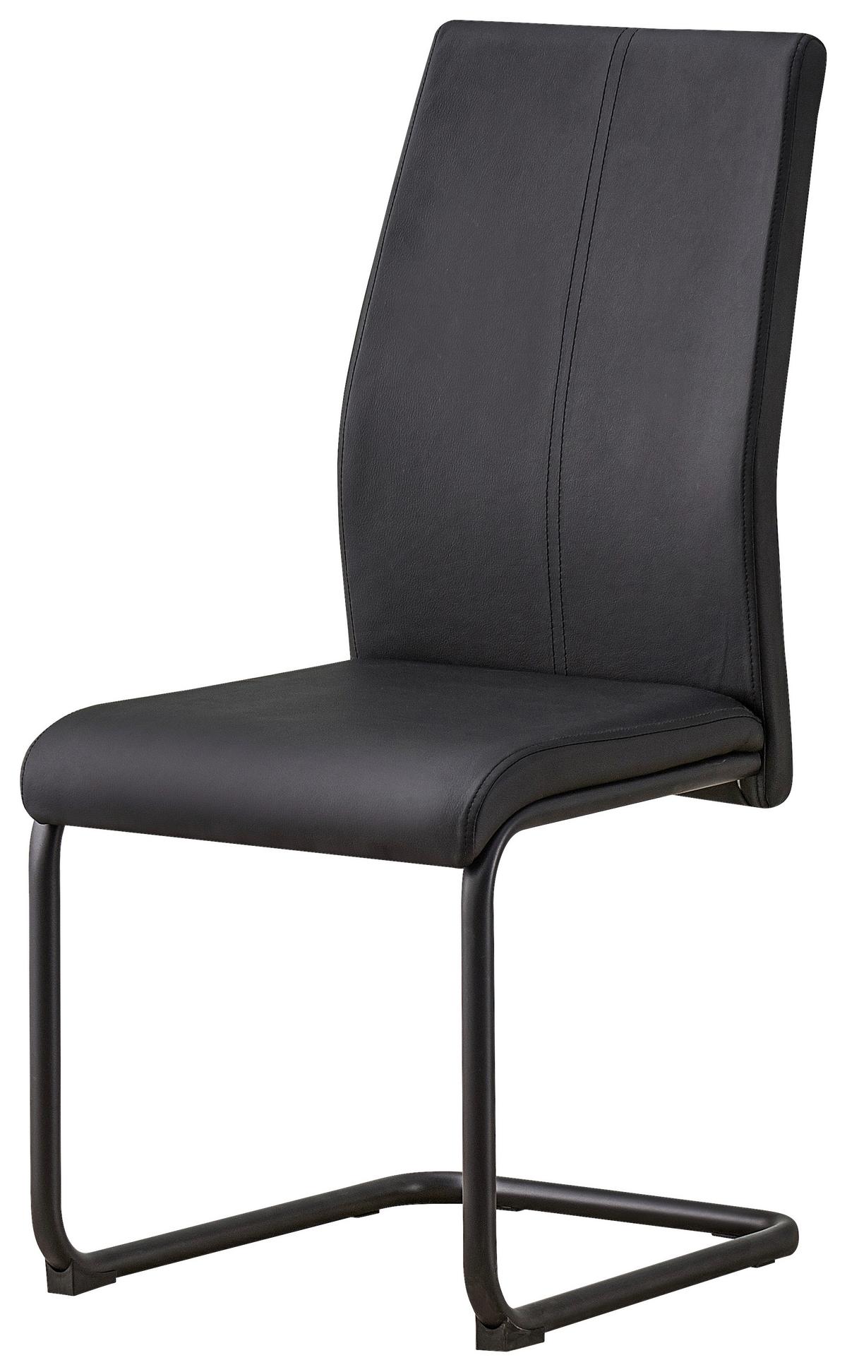 Schwingstuhl Anne Schwarz Lederlook - Schwarz, KONVENTIONELL, Textil/Metall (44/96/57cm)