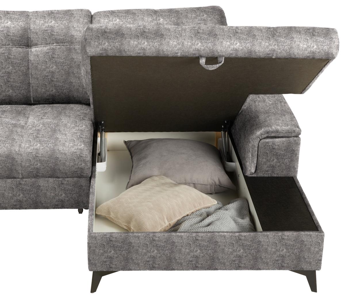 Sedacia súprava U SIERRA, pravá, sivobéžová INFINITY - čierna/sivobéžová, Modern, kov/textil (181/364/230cm) - Mömax