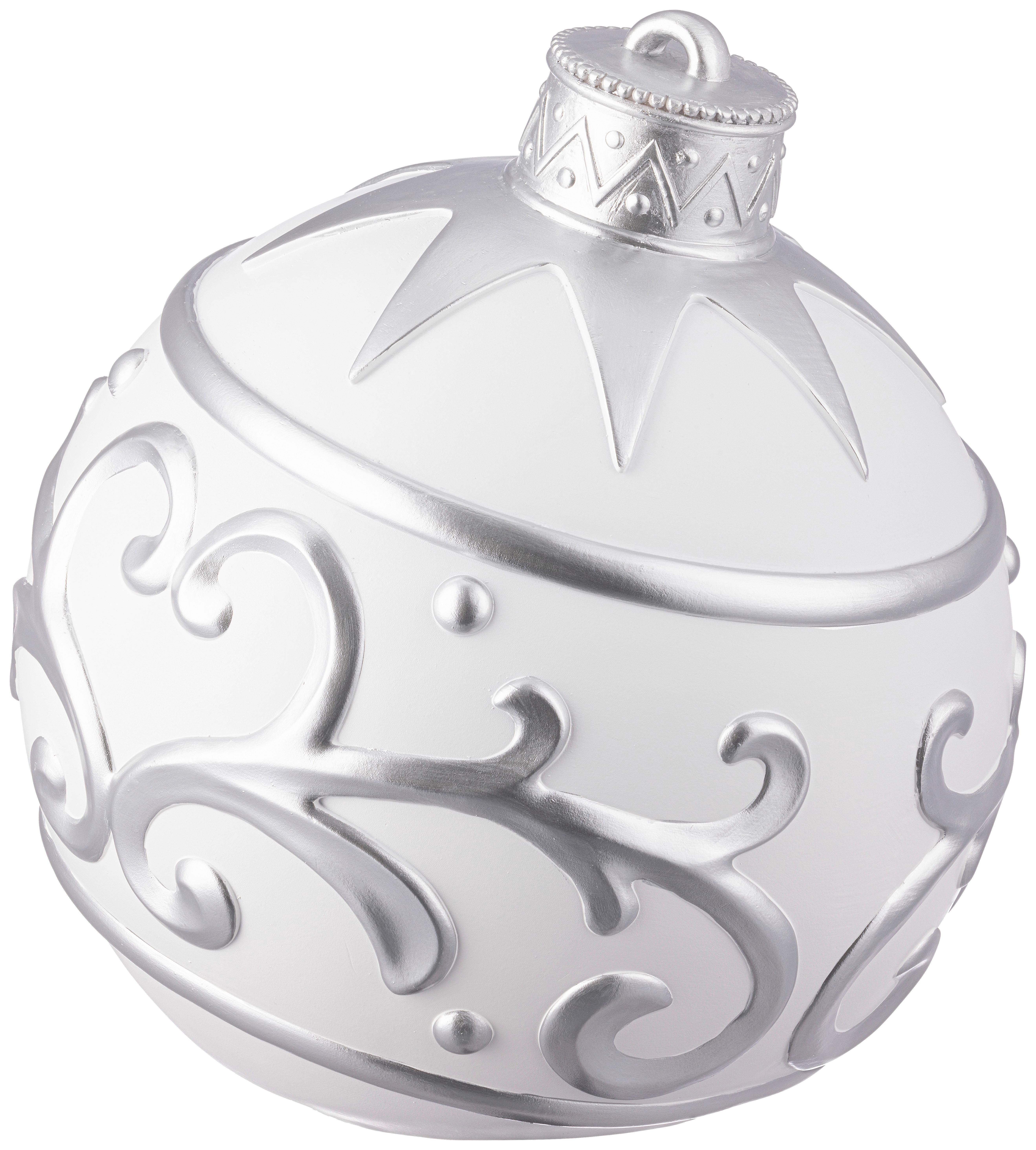 CHRISTBAUMKUGEL Andrea - Silberfarben/Weiß, KONVENTIONELL, Kunststoff (30/33cm) - Luca Bessoni