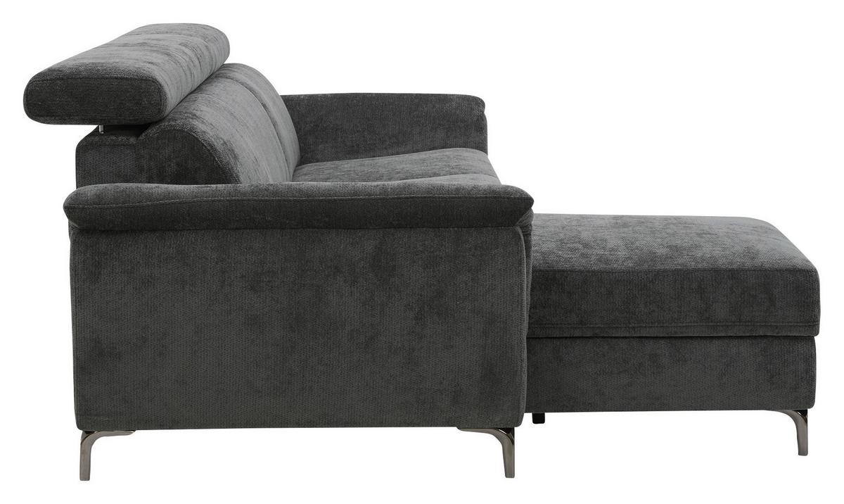 Rohová sedačka POLLA L, ľavá, antracitová, matrac z pam.peny - čierna/antracitová, Basics, kov/drevo (111/281cm)