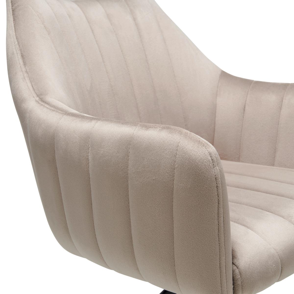 Armlehnstuhl Leila Braun/Schwarz Gepolstert - Beige/Schwarz, LIFESTYLE, Textil/Metall (60/83/59cm) - MID.YOU