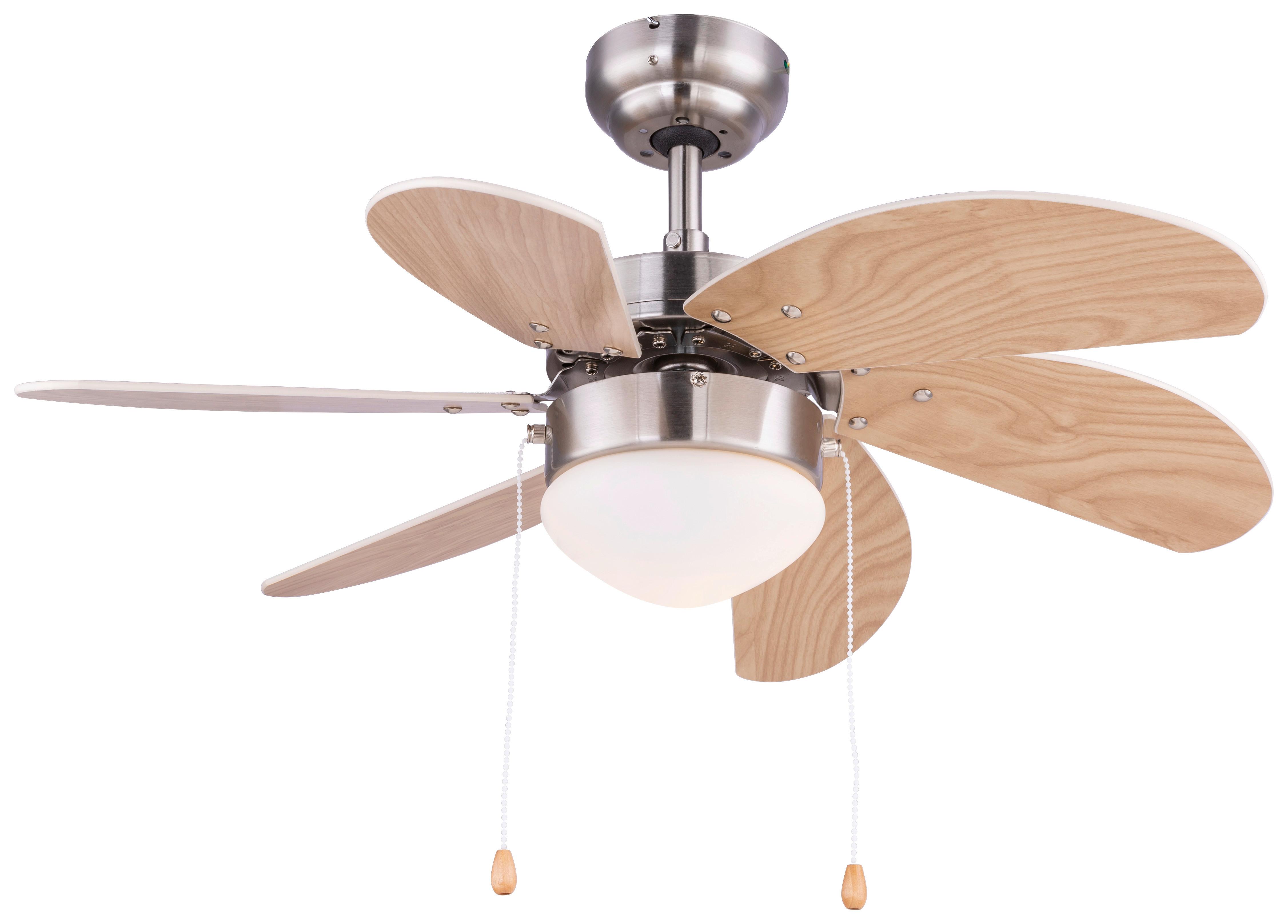 Stropní Ventilátor Rivaldo - barvy buku/barvy niklu, Basics, kov/dřevo (78/35cm) - Globo