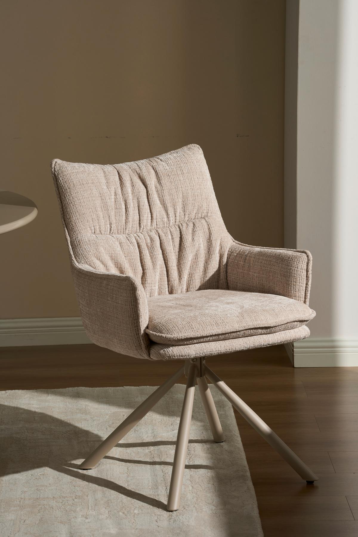 Armlehnstuhl Aria Beige B: 57 cm - Beige, MODERN, Holz/Textil (57/90/67cm) - Livetastic